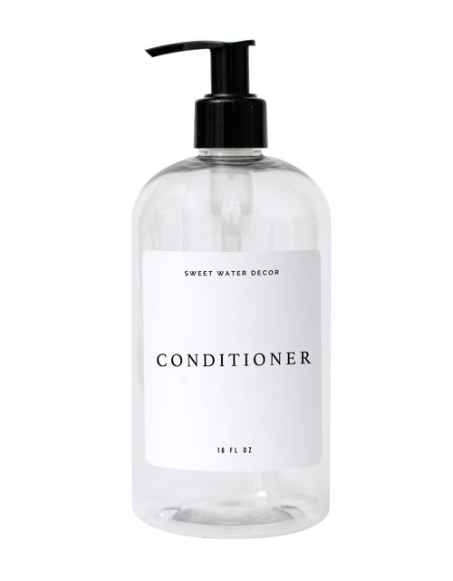 Load image into Gallery viewer, 16oz Clear Plastic Conditioner Dispenser - White Text Label by Sweet Water Decor
