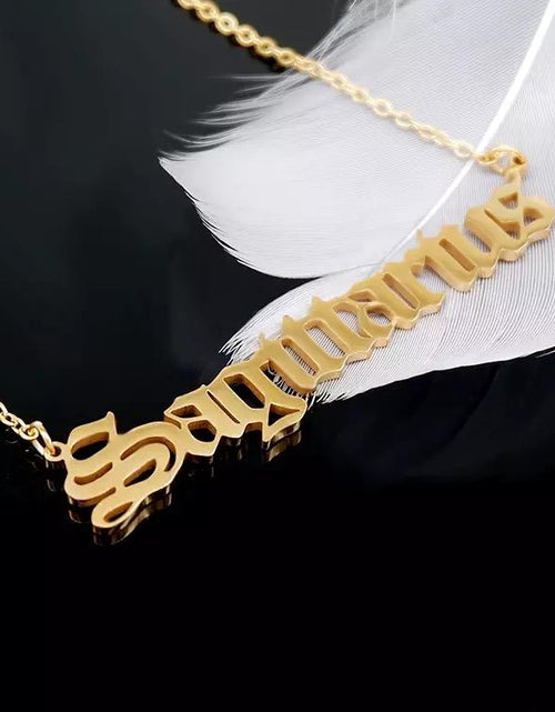 Load image into Gallery viewer, Old English Zodiac Necklace by Ellisonyoung.com
