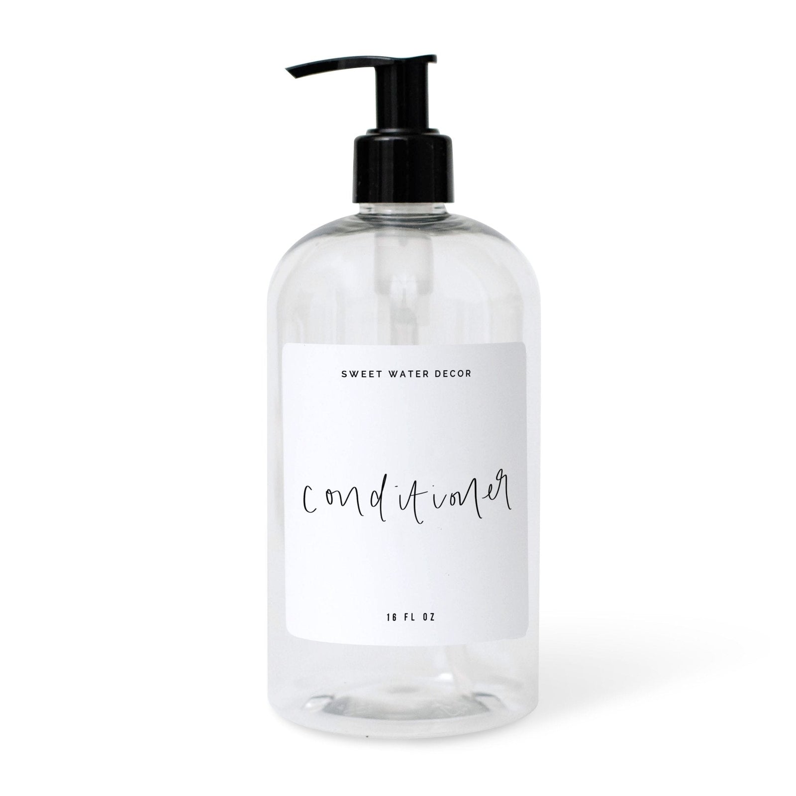 16oz Clear Plastic Conditioner Dispenser - White Label by Sweet Water Decor