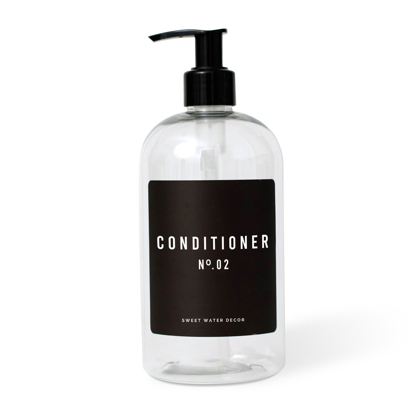 16oz Clear Plastic Conditioner Dispenser - Black Label by Sweet Water Decor