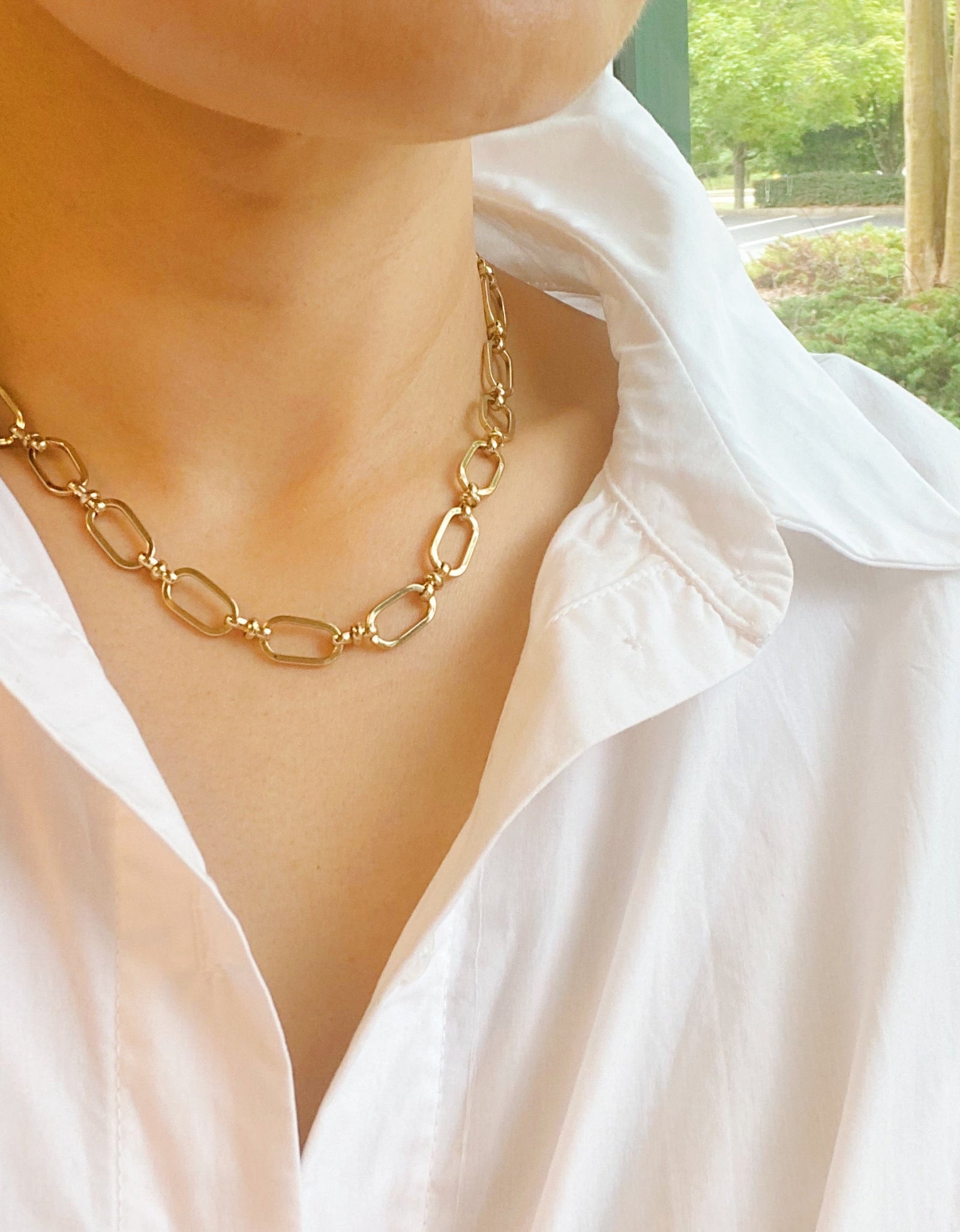 Amber Boxy Chain Necklace by Ellisonyoung.com