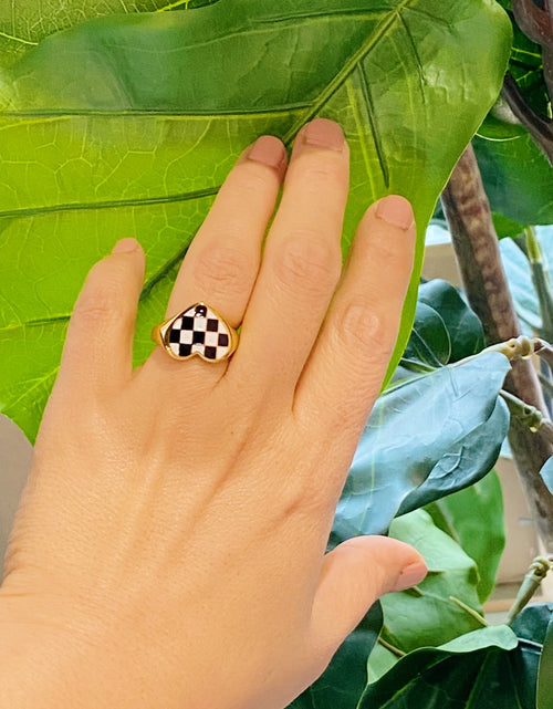 Load image into Gallery viewer, Checkered Heart Signet Ring by Ellisonyoung.com
