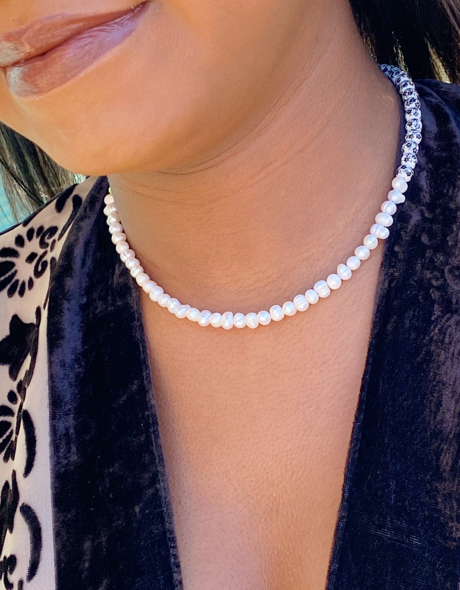 So Fresh Pearl And Porcelain Choker Necklace by Ellisonyoung.com