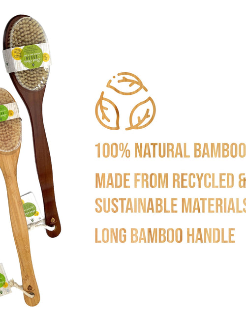 Load image into Gallery viewer, Pursonic Bath Body Brush With Long Bamboo Handle 4-Piece Family Pack (2 Natural Color and 2 Dark Wood) by Pursonic
