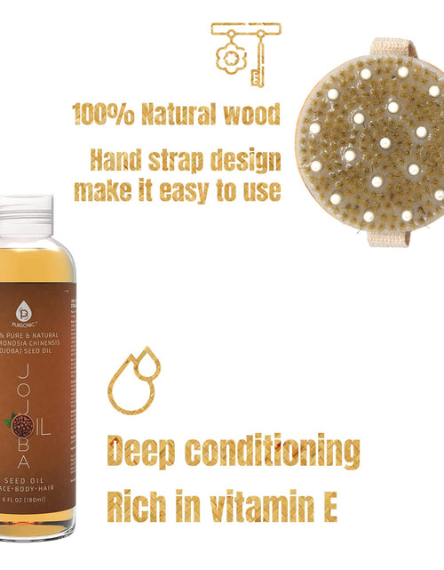 Load image into Gallery viewer, Beauty Bundle - Golden Jojoba Oil &amp; Bath Brush Massager by Pursonic
