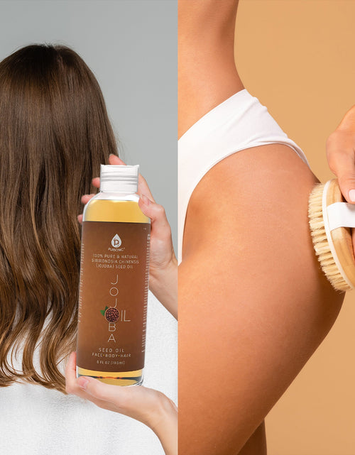 Load image into Gallery viewer, Beauty Bundle - Golden Jojoba Oil &amp; Bath Brush Massager by Pursonic
