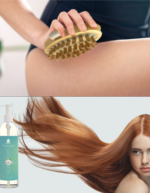 Load image into Gallery viewer, Nourishing Beauty Bundle: Fractionated Coconut Oil (16 Oz) &amp; Boar Bristle Bath Brush by Pursonic
