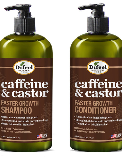 Load image into Gallery viewer, Difeel 2-PC Caffeine &amp; Castor Shampoo &amp; Conditioner for Faster Hair Growth 33.8 oz. - 2-PC Shampoo &amp; Conditioner Set by difeel - find your natural beauty
