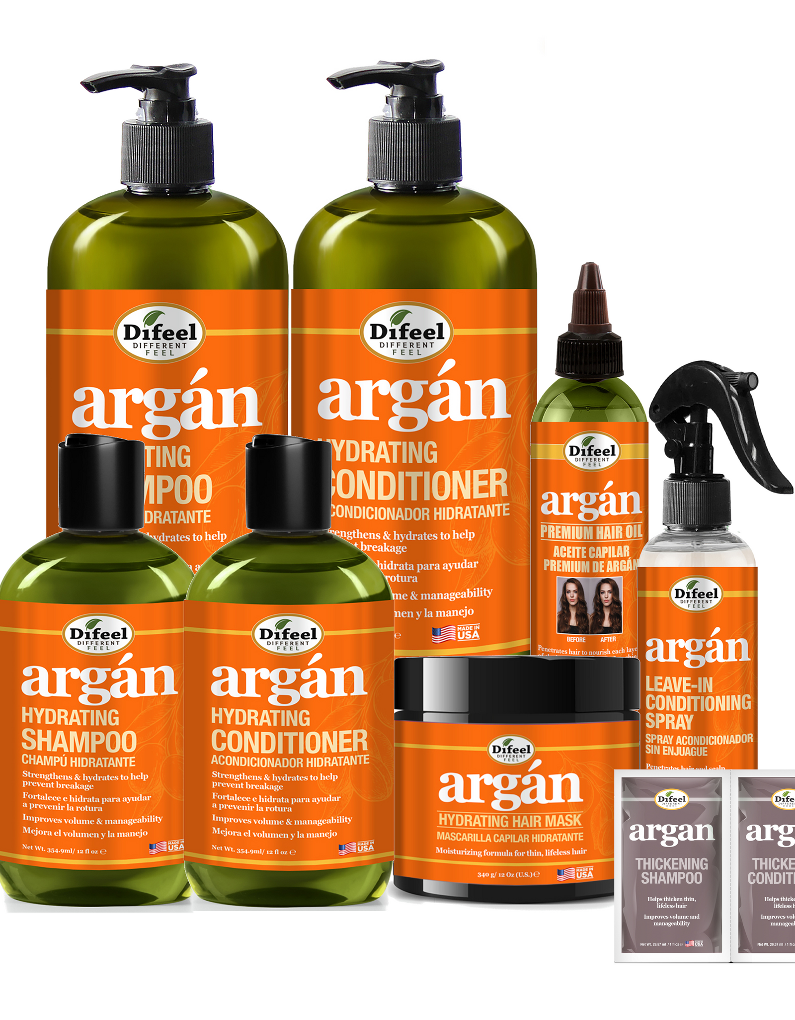 Difeel Argan Beauty Bomb 8-PC Complete Shampoo & Conditioner Complete Collection- Hydrating Shampoos, Conditioners, Treatments & More by difeel - find your natural beauty