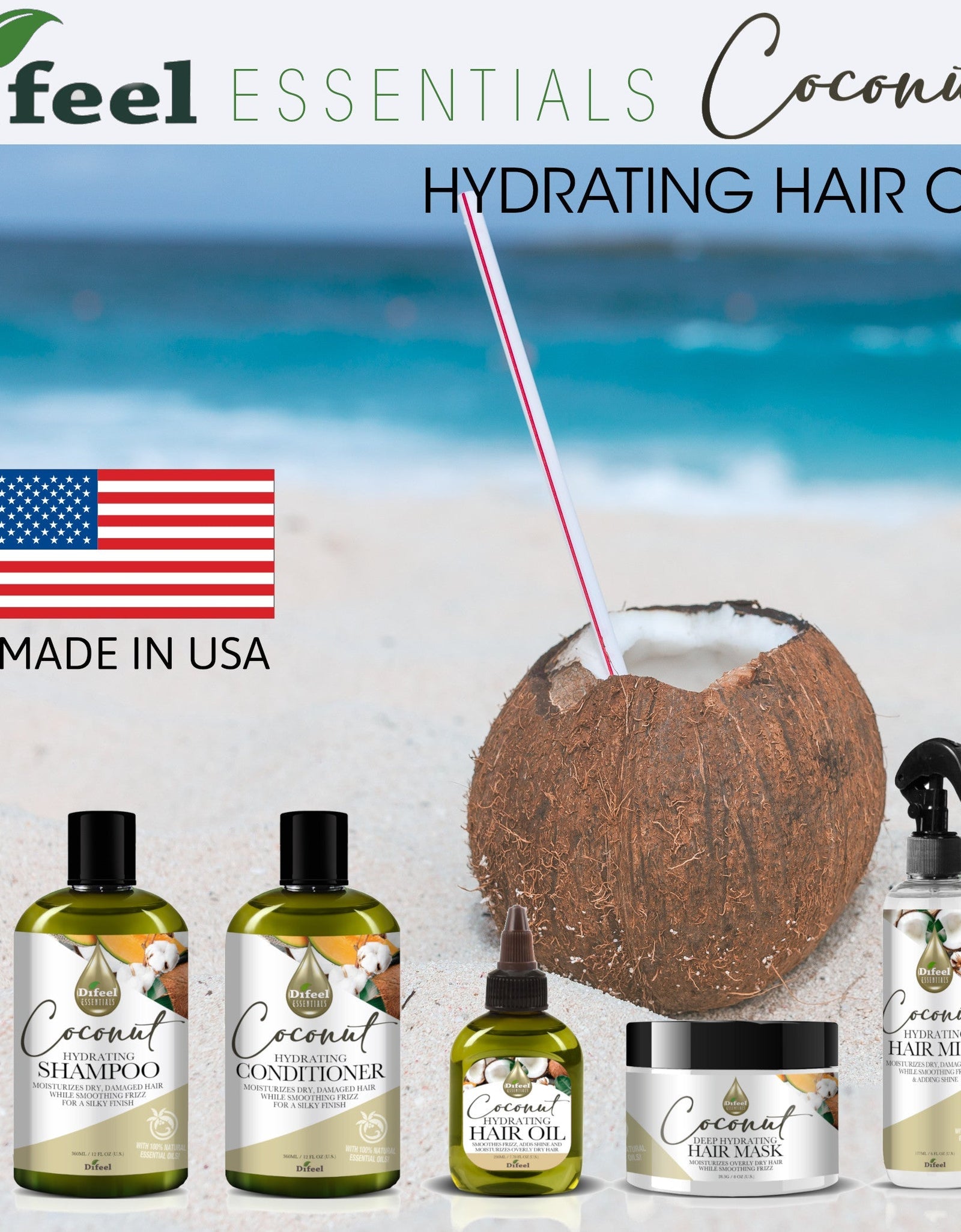 Difeel Essentials Hydrating Coconut - Conditioner 12 oz. by difeel - find your natural beauty