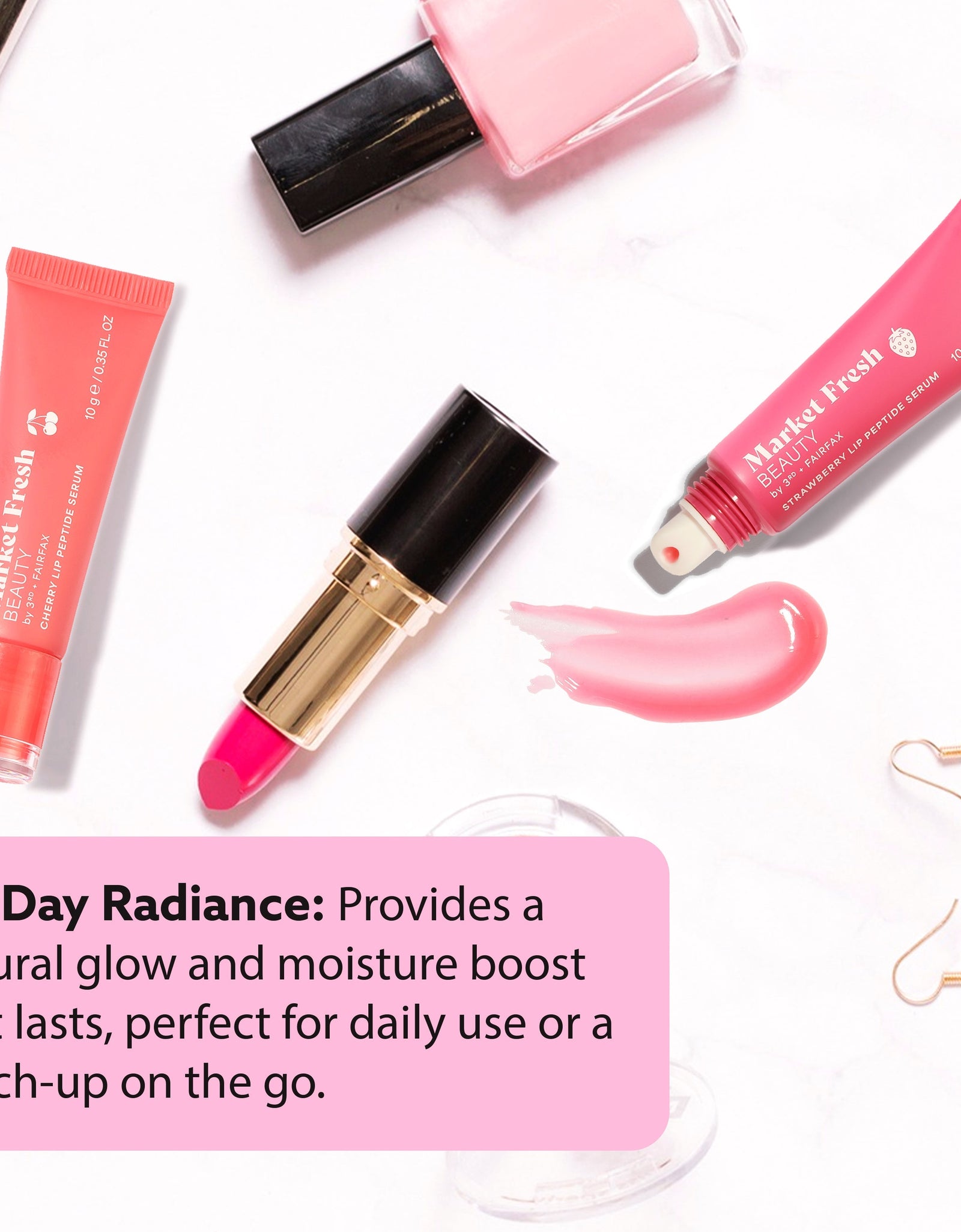 Peptide Glow Lip Serum Set by Market Fresh Beauty - Double Dose Hydrating Lip Care, Cherry & Strawberry Flavors, Vegan, Cruelty-Free, Clean Ingredients, 2 Pack by  Los Angeles Brands