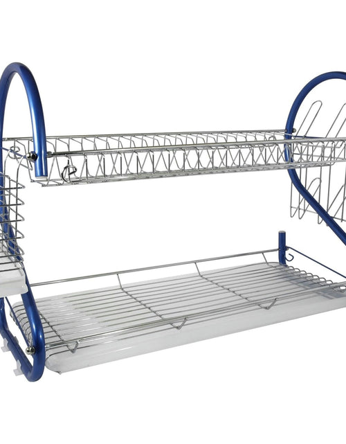 Load image into Gallery viewer, Better Chef 22-Inch 2-Tier Chrome Dish Rack Blue - Blue - 22 inch
