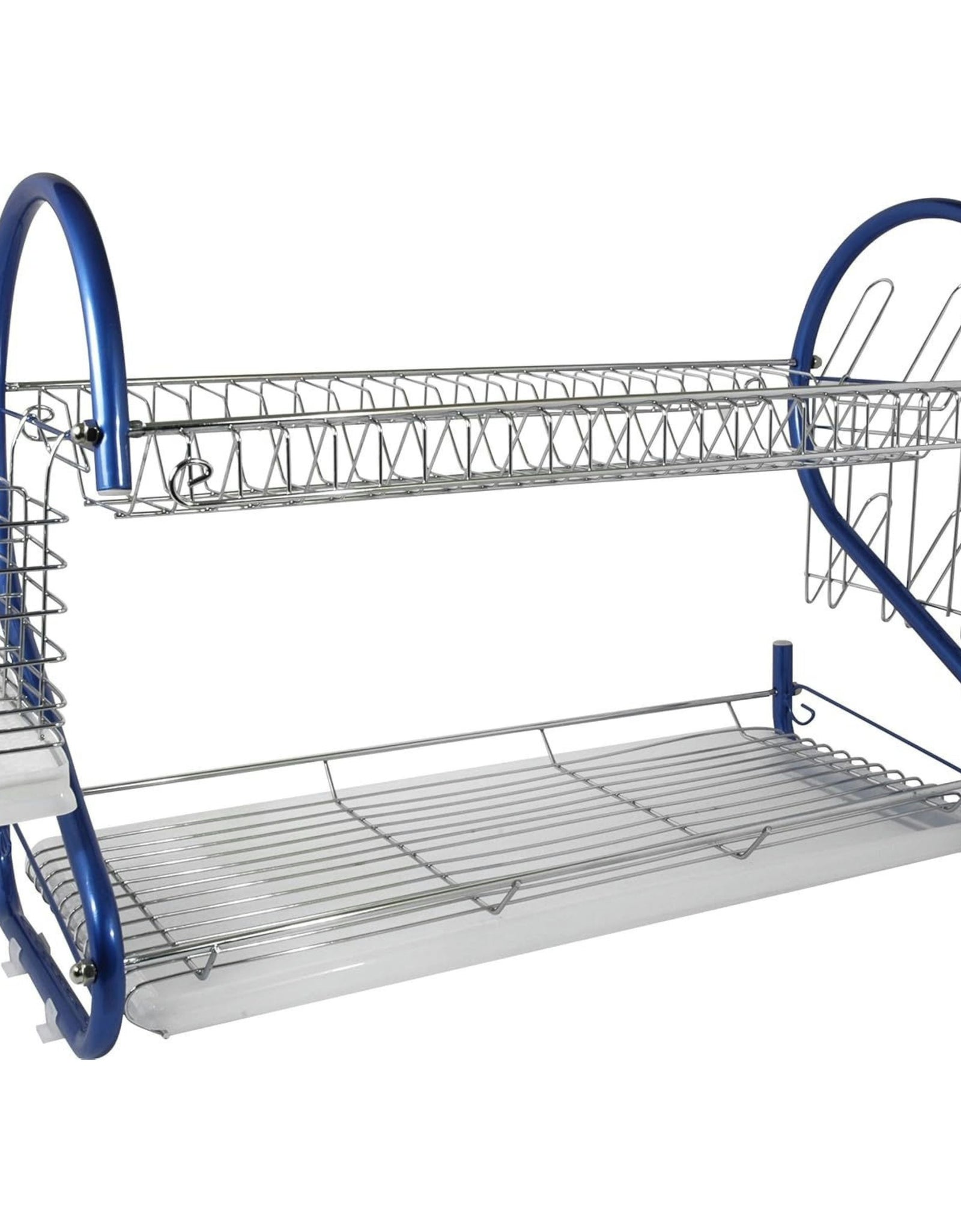 Better Chef 22-Inch 2-Tier Chrome Dish Rack Blue - Blue - 22 inch