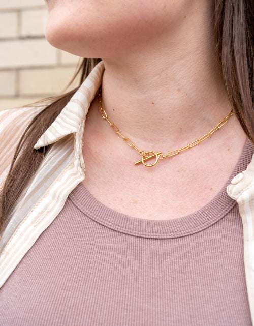 Load image into Gallery viewer, Luxe Gold Paper Clip Chain - 16" by Spiffy &amp; Splendid
