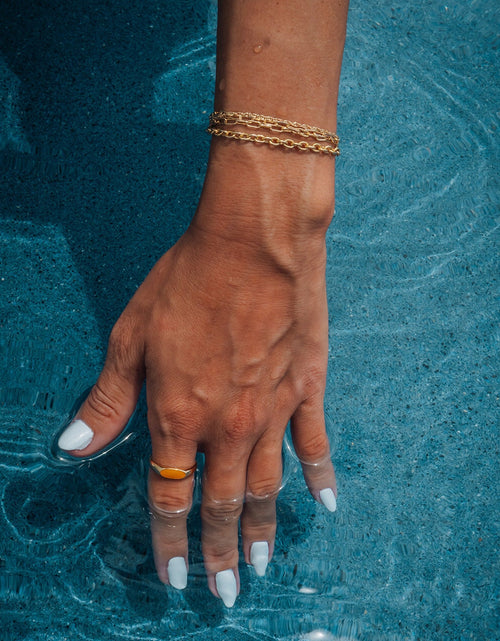 Load image into Gallery viewer, Sterling Silver Enamel Open Signet Ring by Sterling Forever
