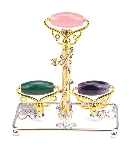 Limited Edition - Magic Wand - Jade, Rose Quartz, Amethyst Facial Roller w/ Stand by ZAQ Skin & Body