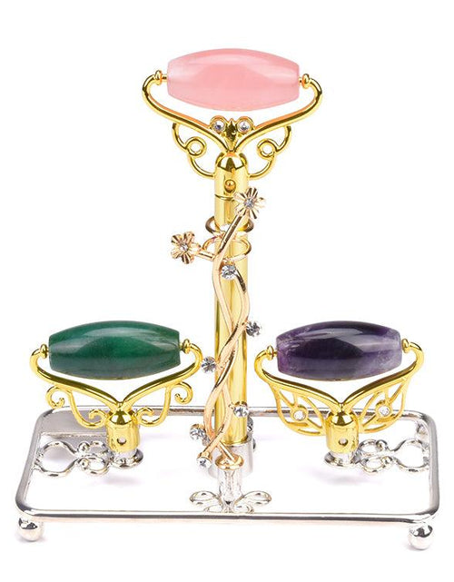 Load image into Gallery viewer, Limited Edition - Magic Wand - Jade, Rose Quartz, Amethyst Facial Roller w/ Stand by ZAQ Skin &amp; Body
