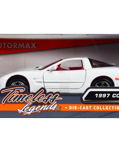 Load image into Gallery viewer, 1997 Chevrolet Corvette C5 Coupe White with Red Interior "Timeless Legends" Series 1/24 Diecast Model Car by Motormax
