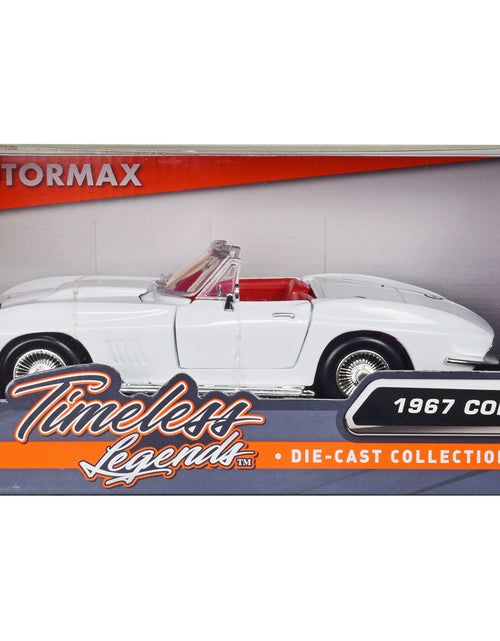 Load image into Gallery viewer, 1967 Chevrolet Corvette C2 Convertible White with Red Interior "Timeless Legends" Series 1/24 Diecast Model Car by Motormax
