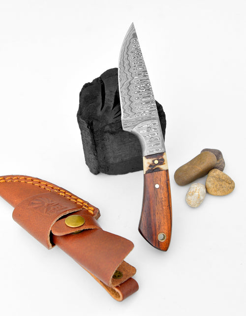 Load image into Gallery viewer, Damascus Steel Timberline Stag Horn EDC Knife by Titan TK-119 by Titan International Knives
