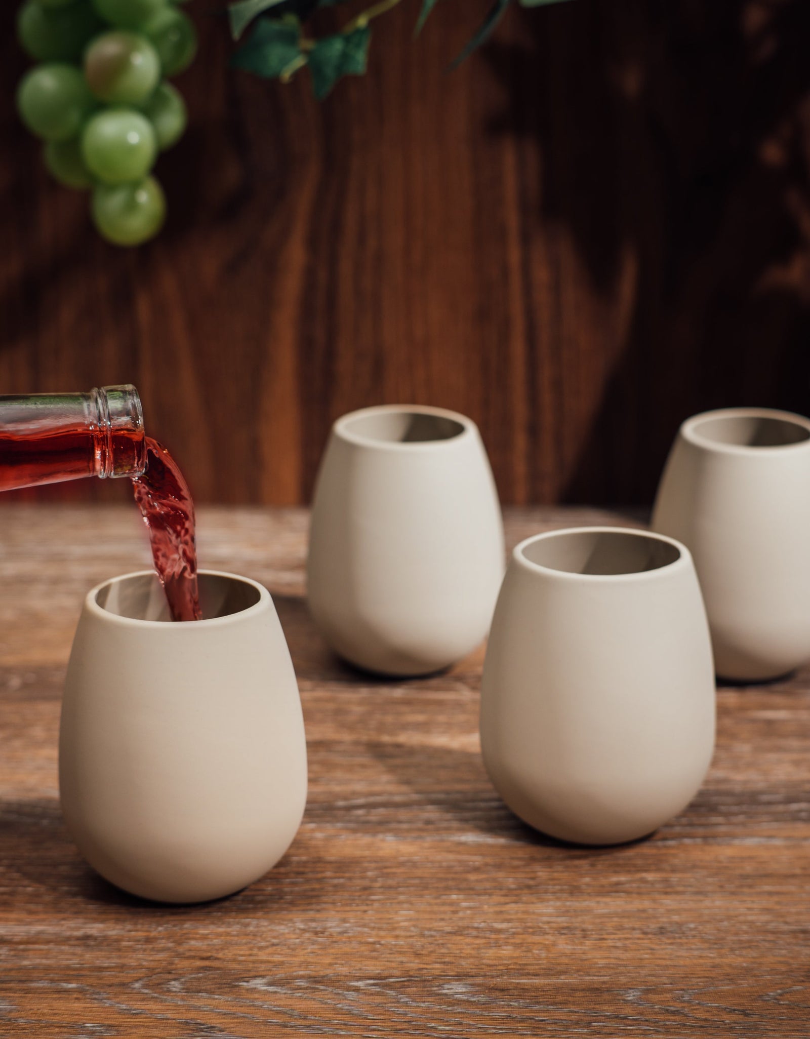 Unbreakable Silicone Stemless Wine Glassware | Set of 4 | Reusable & Shatterproof Tumbler Drinkware for Wine, Water, Cocktails, Champagne Glass for Parties, Camping, Beaches, Boats - (Tan) by The Wine Savant