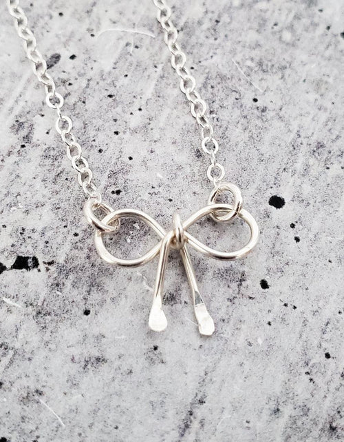 Load image into Gallery viewer, Dainty Bow Necklace by Salt and Sparkle
