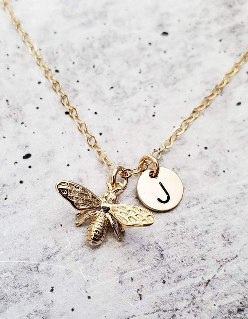Load image into Gallery viewer, Dainty Bumble Bee Charm Necklace by Salt and Sparkle
