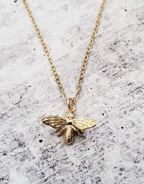 Load image into Gallery viewer, Dainty Bumble Bee Charm Necklace by Salt and Sparkle

