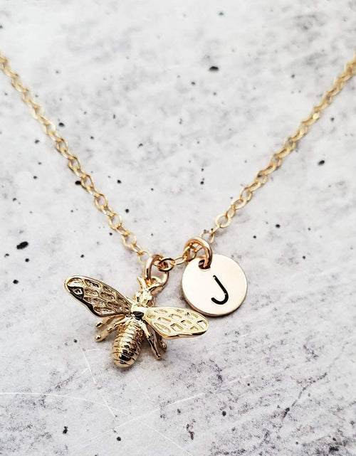 Load image into Gallery viewer, Dainty Bumble Bee Charm Necklace by Salt and Sparkle
