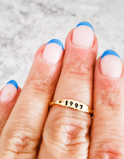 Load image into Gallery viewer, Dainty Gold Initial Ring by Salt and Sparkle
