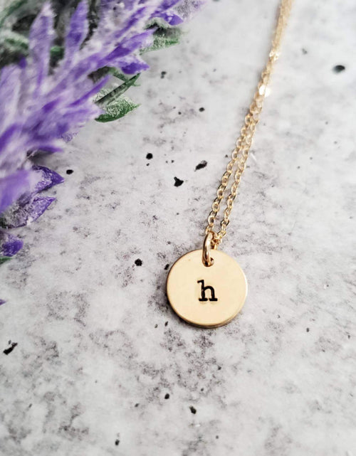 Load image into Gallery viewer, Dainty Initial Tag Necklace by Salt and Sparkle
