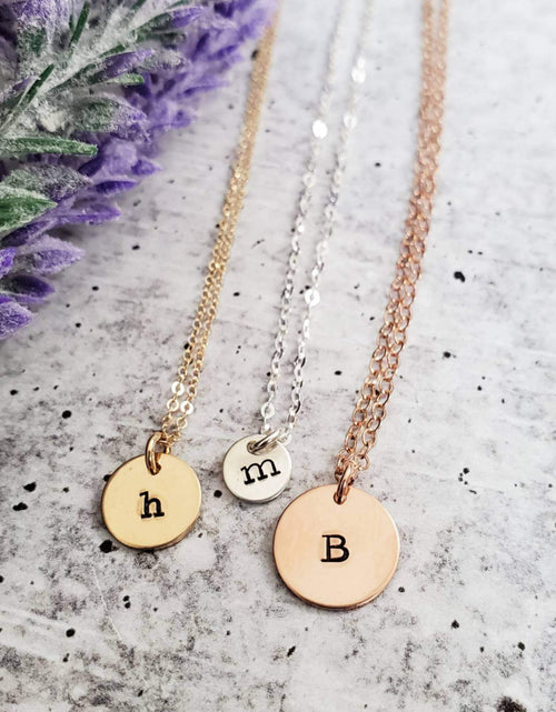 Load image into Gallery viewer, Dainty Initial Tag Necklace by Salt and Sparkle
