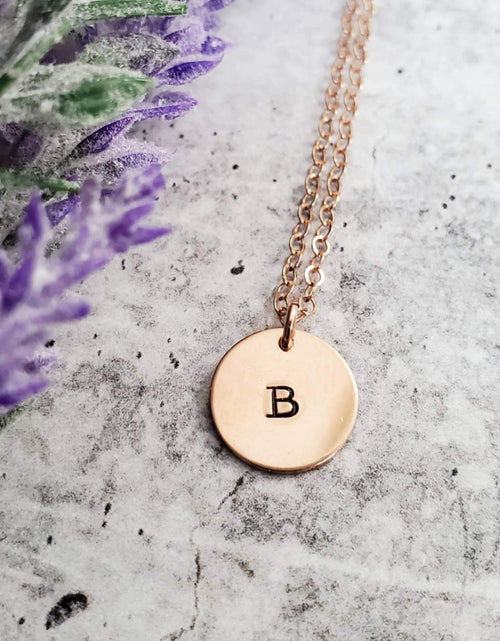 Load image into Gallery viewer, Dainty Initial Tag Necklace by Salt and Sparkle
