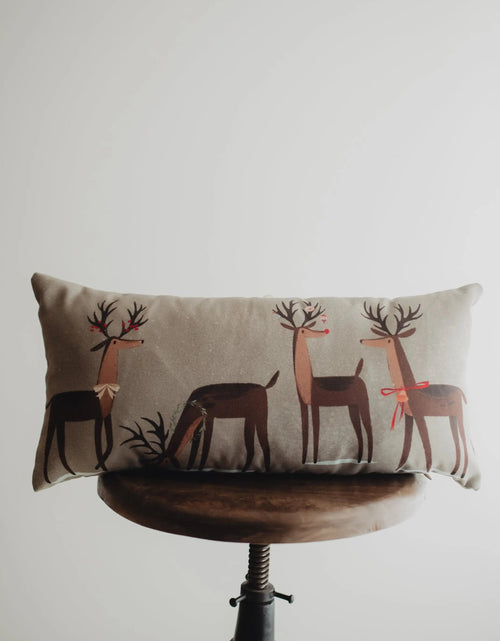 Load image into Gallery viewer, Decked out Christmas Reindeer Throw Pillow Cover | 20x10 | Primitive Christmas Decor | Primitive Decor | Luxury Home Decor | Luxury Decor by UniikPillows
