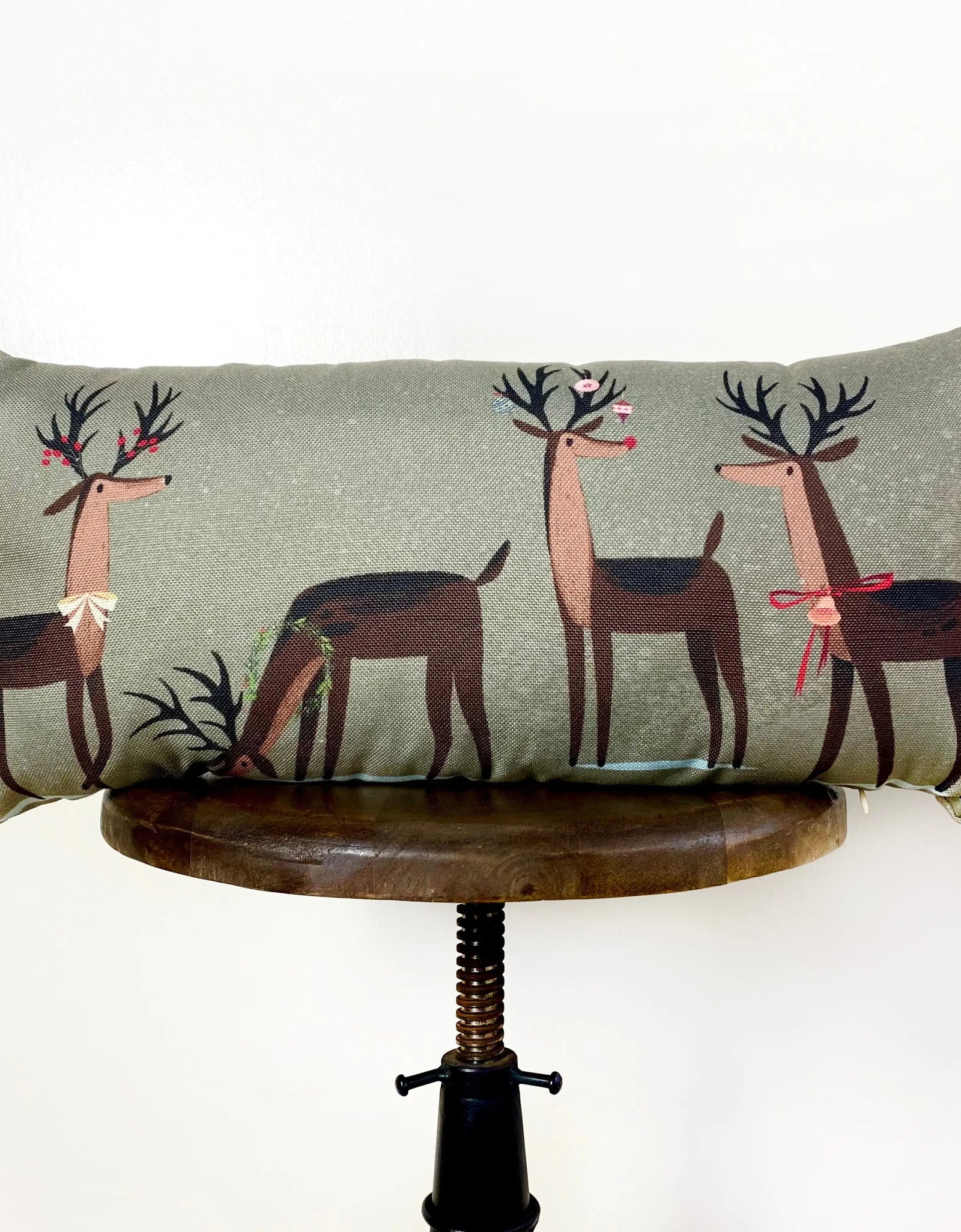 Decked out Christmas Reindeer Throw Pillow Cover | 20x10 | Primitive Christmas Decor | Primitive Decor | Luxury Home Decor | Luxury Decor by UniikPillows