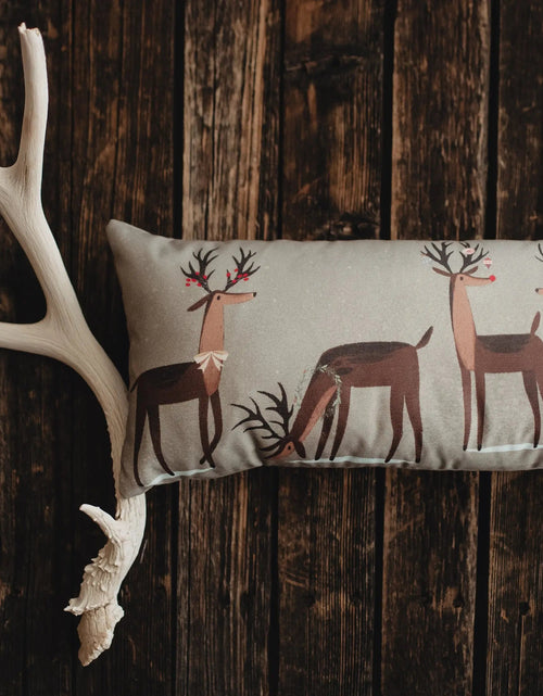Load image into Gallery viewer, Decked out Christmas Reindeer Throw Pillow Cover | 20x10 | Primitive Christmas Decor | Primitive Decor | Luxury Home Decor | Luxury Decor by UniikPillows
