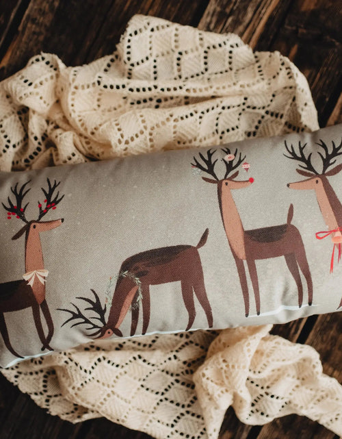 Load image into Gallery viewer, Decked out Christmas Reindeer Throw Pillow Cover | 20x10 | Primitive Christmas Decor | Primitive Decor | Luxury Home Decor | Luxury Decor by UniikPillows
