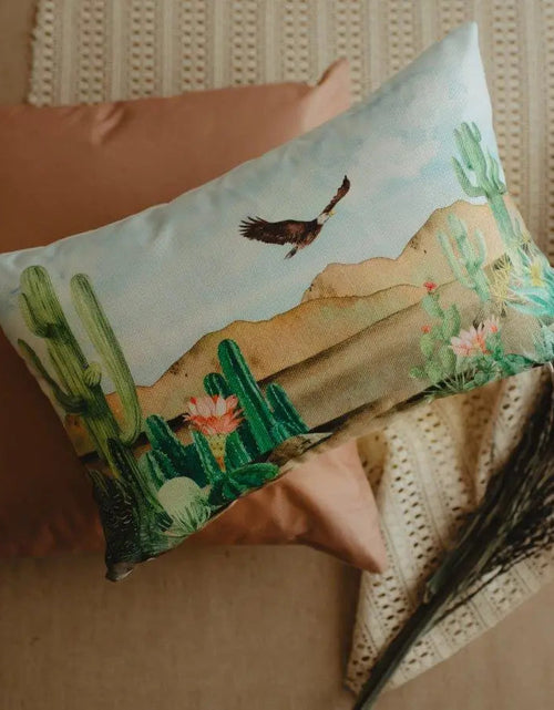 Load image into Gallery viewer, Desert Saguaro Cactus | Pillow Cover | 18x12 | Southwestern Desert | Arizona Gifts | Home Decor | Gift Idea | Arizona Art | Desert Painting by UniikPillows
