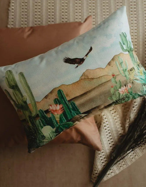 Load image into Gallery viewer, Desert Saguaro Cactus | Pillow Cover | 18x12 | Southwestern Desert | Arizona Gifts | Home Decor | Gift Idea | Arizona Art | Desert Painting by UniikPillows
