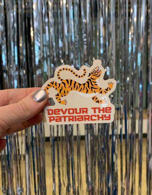 Load image into Gallery viewer, Devour the Patriarchy Feminist Vinyl Sticker 3in x 2.5in by The Bullish Store
