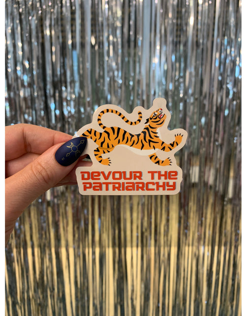 Load image into Gallery viewer, Devour the Patriarchy Feminist Vinyl Sticker 3in x 2.5in by The Bullish Store
