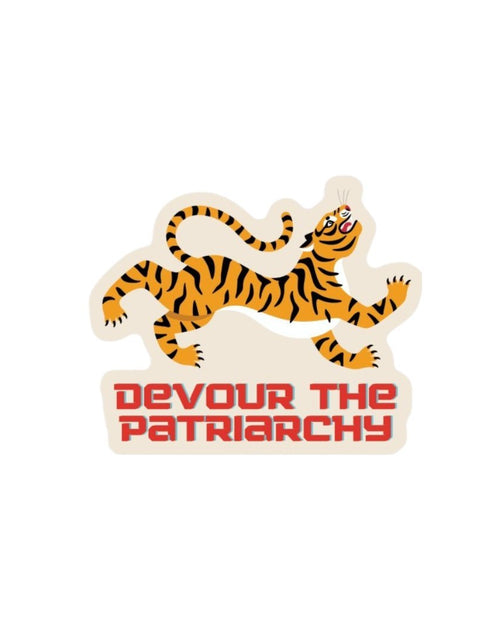 Load image into Gallery viewer, Devour the Patriarchy Feminist Vinyl Sticker 3in x 2.5in by The Bullish Store
