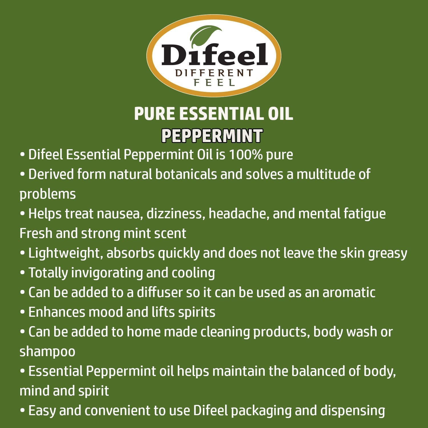 Difeel 100% Pure Essential Oil - Peppermint Oil 1 oz. by difeel - find your natural beauty