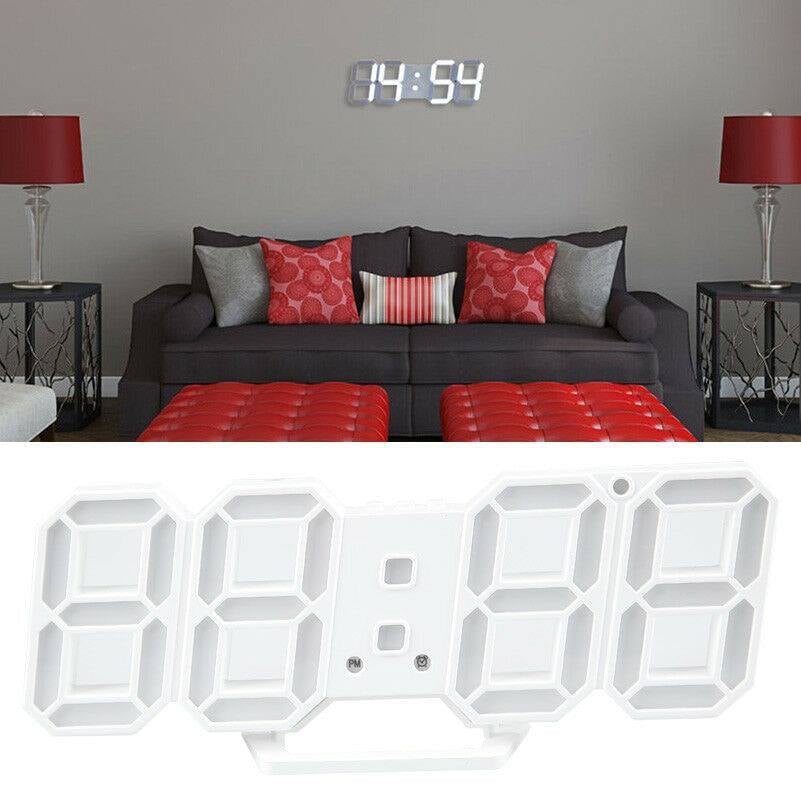 Digital 3D LED Wall/Desk Clock Alarm Big Digits Auto Brightness USB _mkpt44 by Js House