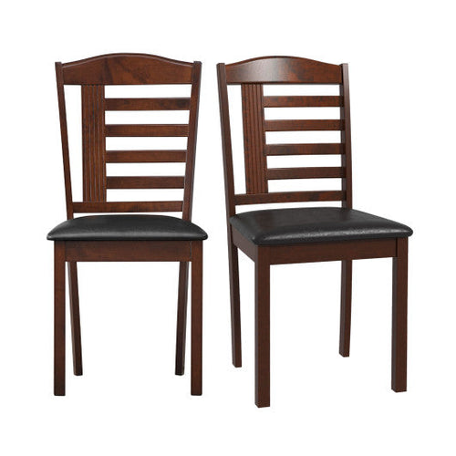 Load image into Gallery viewer, Set of 2 Wood Kitchen Chairs with Faux Leather Upholstered Seat-Black
