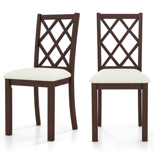 Load image into Gallery viewer, Dining Chair Set of 2 Wood Kitchen Chairs with Upholstered Seat Cushion and Rubber Wood Legs-Brown
