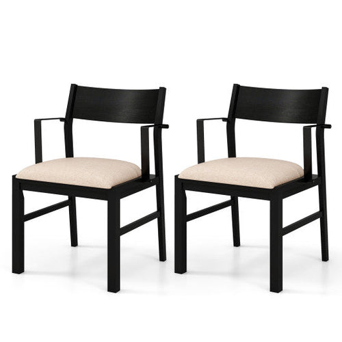 Load image into Gallery viewer, Dining Chair with Contoured Backrest and Padded Seat Set of 2-Beige
