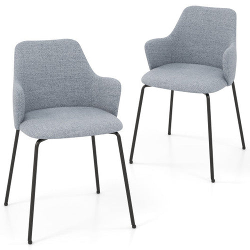 Load image into Gallery viewer, Dining Chairs Set of 2 with Curved Backrest  Wide Seat and Armrests-Gray
