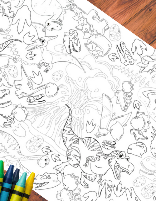 Load image into Gallery viewer, Dinosaur Coloring Tablecloth by Creative Crayons Workshop
