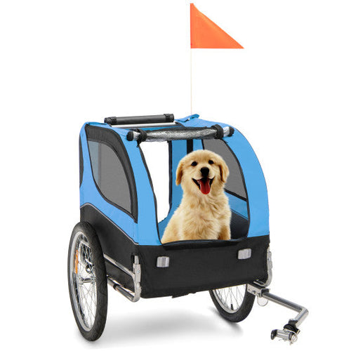 Load image into Gallery viewer, Dog Bike Trailer Foldable Pet Cart with 3 Entrances for Travel-Blue
